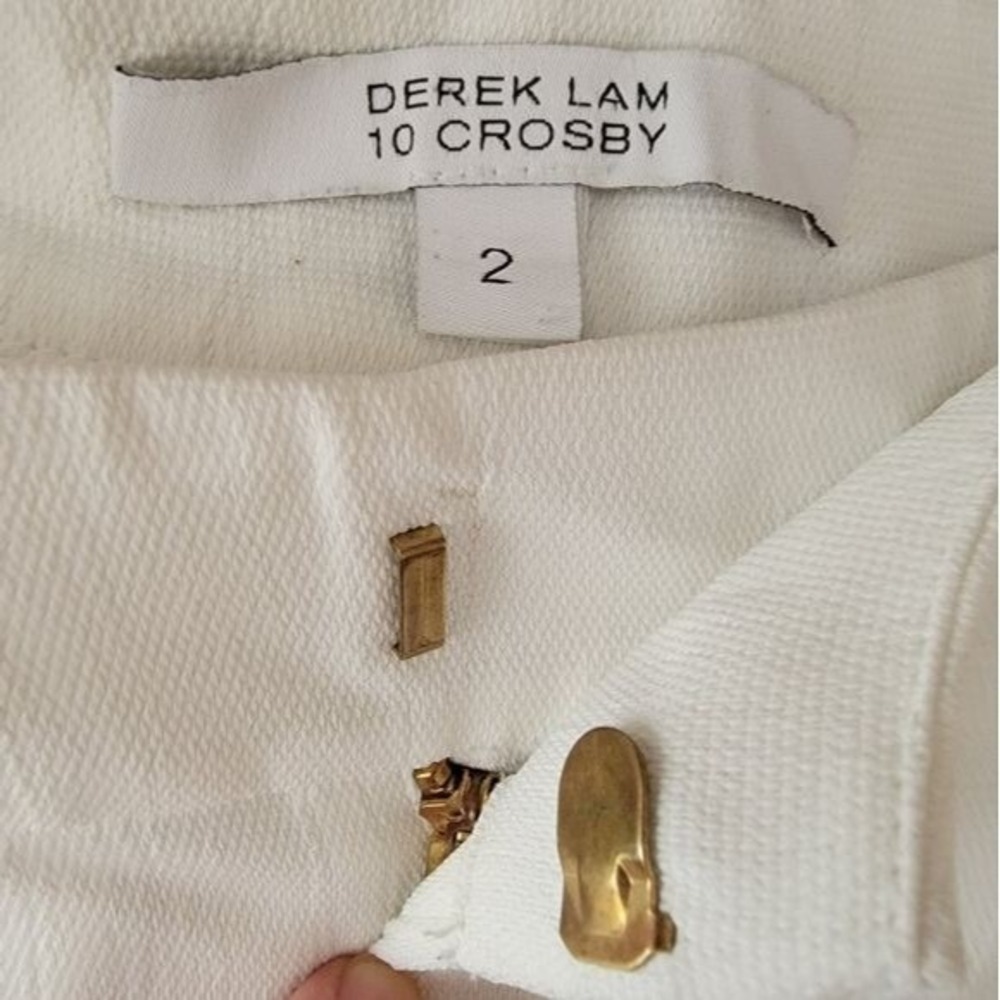 DEREK LAM 10 CROSBY White Trousers Wide Leg Pleated Women's 2 High Waist Preppy - Picture 7 of 15